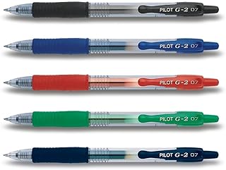 Pilot G2 gelpennen · Set van 5 · zwart, blauw, rood, groen en donkerblauw